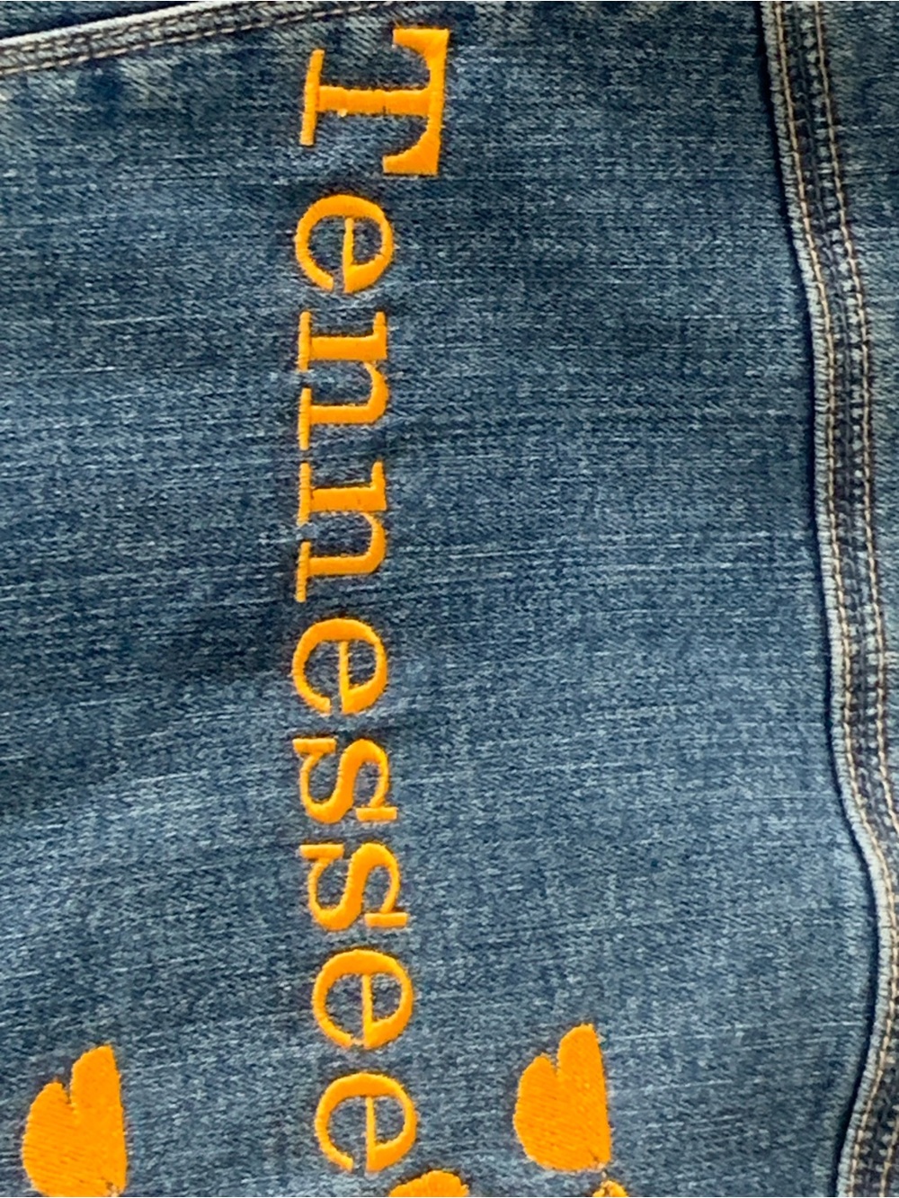 Embroidered Blue Denim Jacket with Tennessee Script - Picture 10 of 13